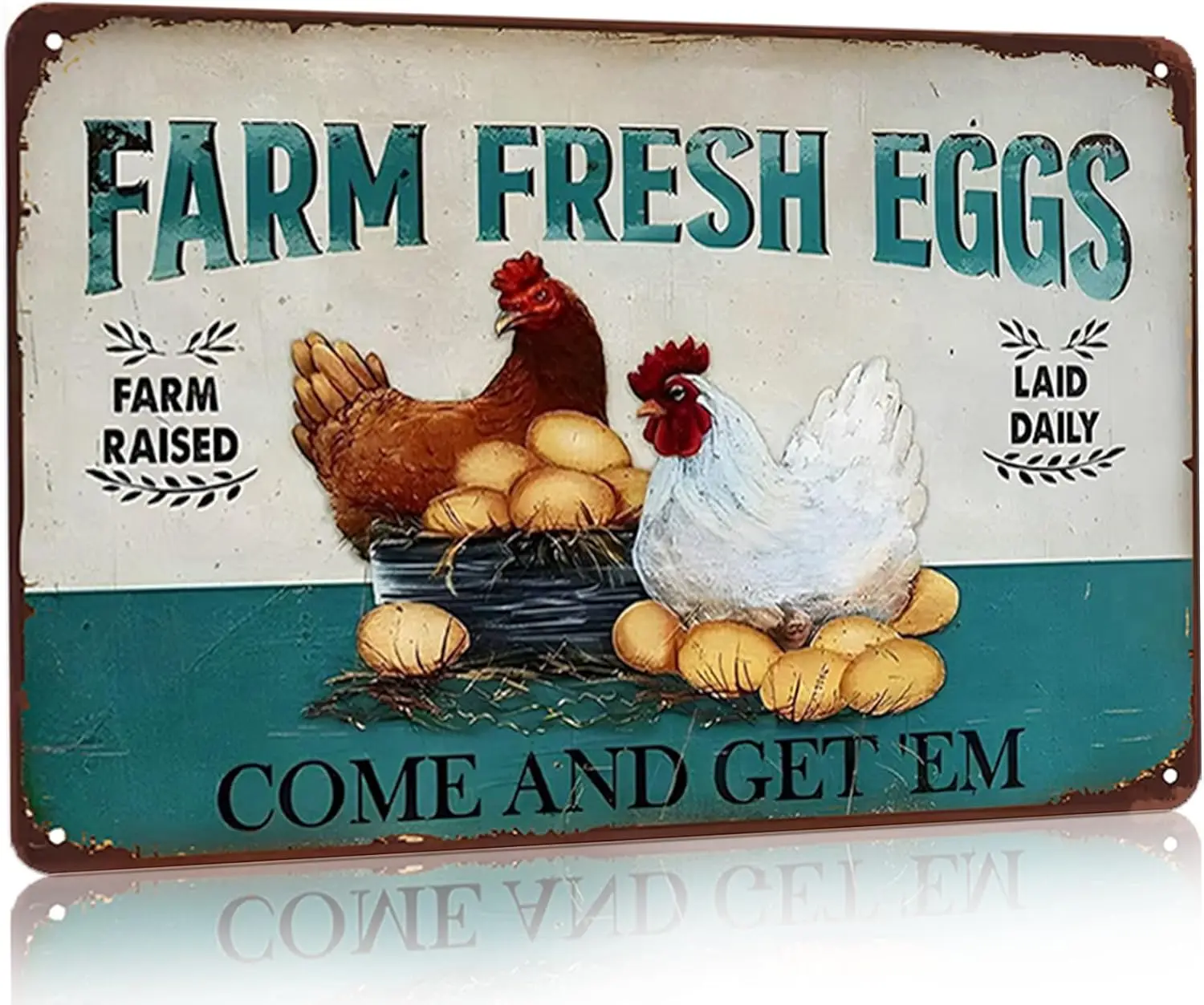 Funny Chicken Farm Fresh Butt Nuggets Tin Sign for Home Farm Chicken Coop Farmhouse Kicthen Garden Decor 8 X 12 Inch (3288)