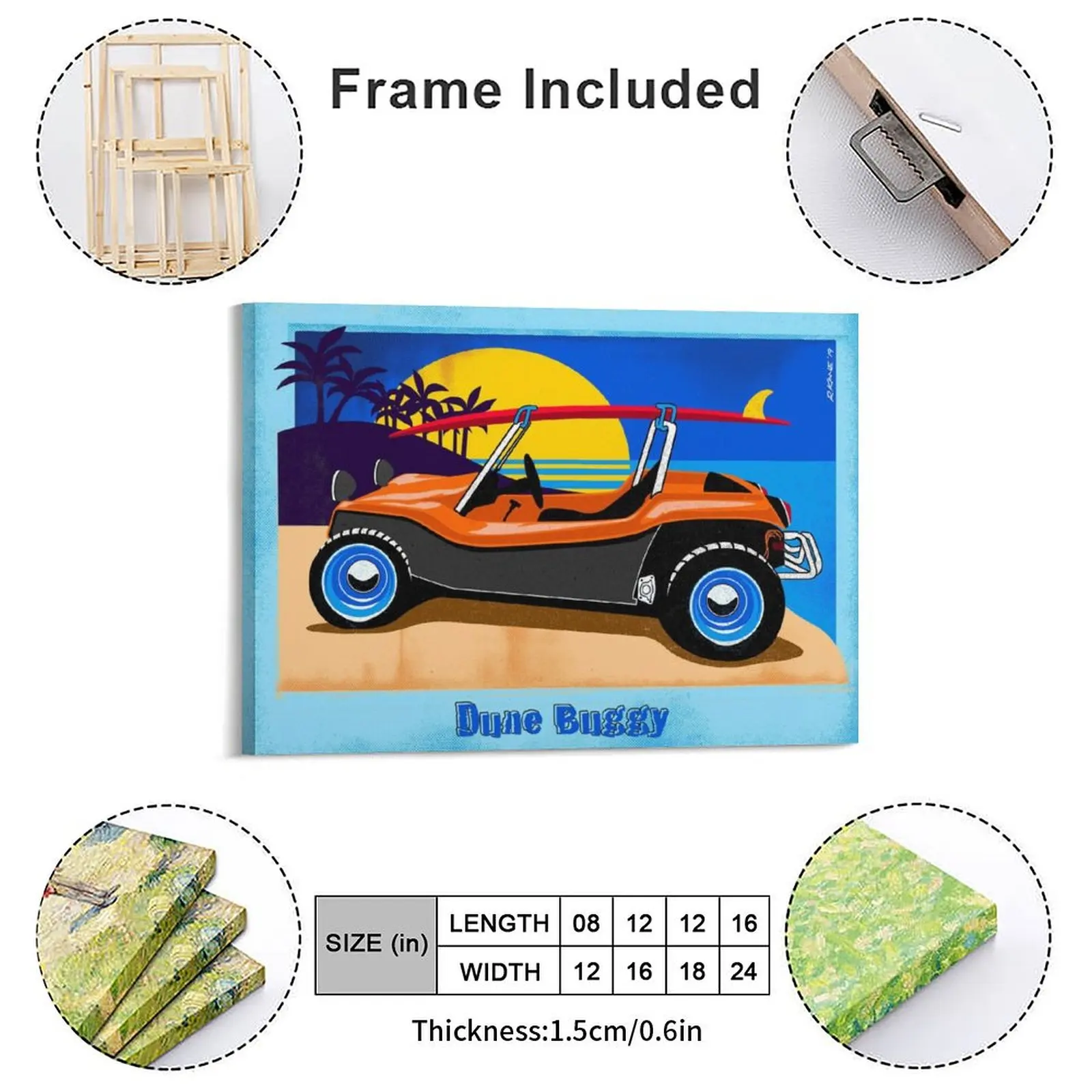 Dune Buggy Canvas Painting Poster Painting Club Create Printed Design Pub Framed Wall Paintings