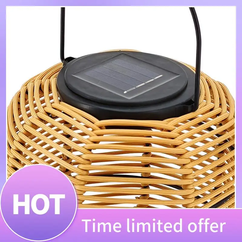 

B69C Solar Rattan Hanging Lantern Solar Lantern Decorative Lights + Handle For Garden Yard
