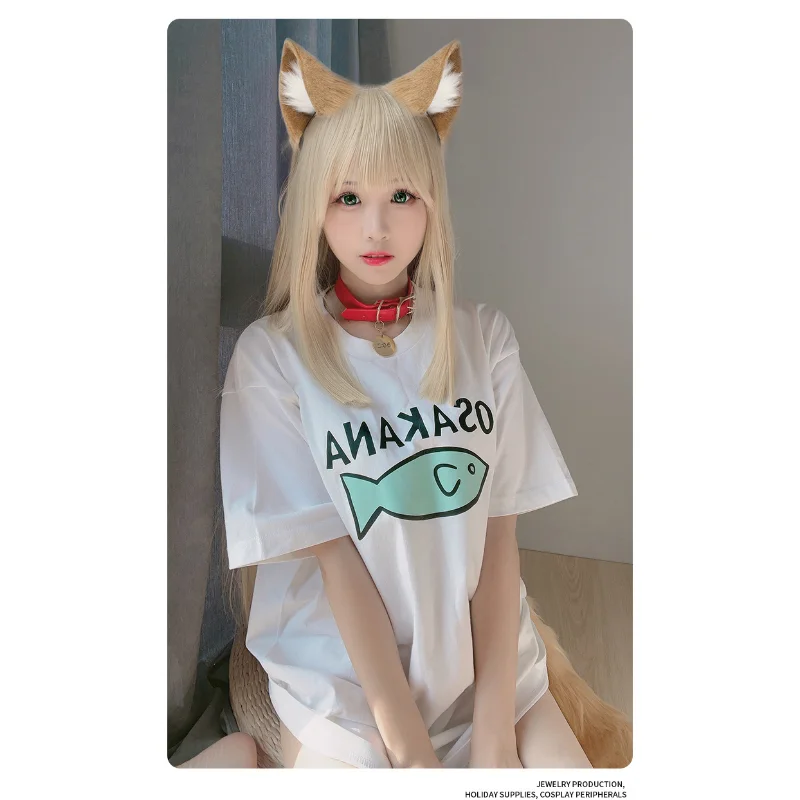 Orecchie di gatto pelose fascia coda Set orecchie di gatto Kawaii copricapo coda di volpe puntelli Cosplay JK ragazza Halloween Party accessori Cosplay