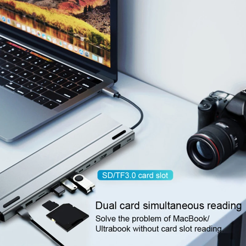 14-in-1 Type C Hub Expansion Docking Station with HDMI RJ45 USB3.0 Port PD VGA TF/SD Card Reader  Audio for iPad Laptop Notebook