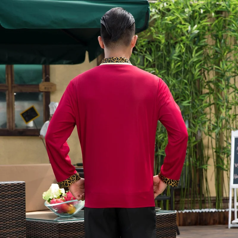 Long Sleeve Hotel Work Clothes, Tea House, Garçom, Catering, Outono e Inverno Restaurant Clothing List