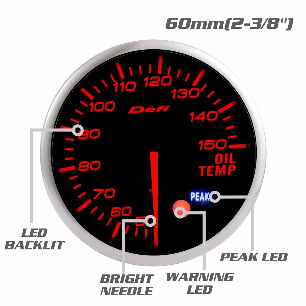 60mm Defi  BF Car Gauge 10 Colors  Water  Temperature  EXT.   Temperature  Turbo  Oil  Pressure  RPM  Vacuum  Racing  Meter