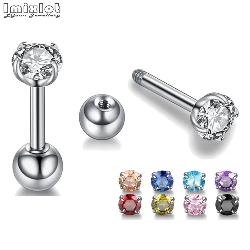 Boucles d'Oreilles Rondes en Clip pour Femme et Fille, en Acier Inoxydable, 4 Broches, Tragus, Cartilage, Piercing, Bijoux, Punk, 2 Pièces