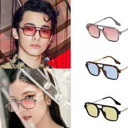 Rectangle Fishing Sunglasses Women Blue Shades for Wome Double Beam Square Sun Glasses