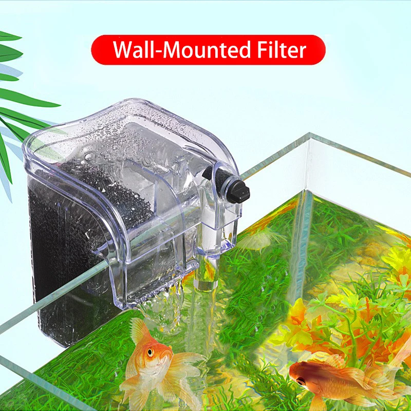 Aquarium Hanging Filter Submersible Mini Waterfall Filter Fish Tank USB Power Interface 3W Flow 250H/L for Fishtank Below 30cm