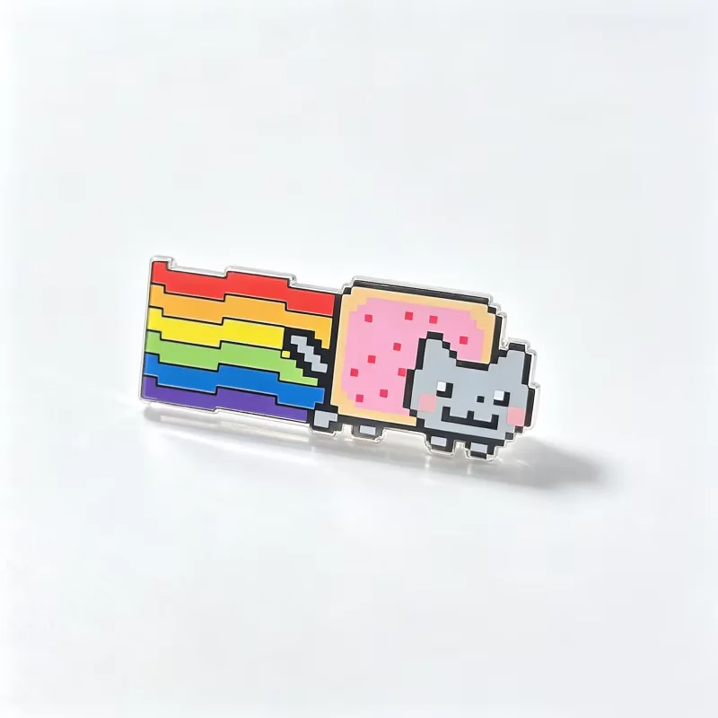 NY An Cat Acrylic Pin Rainbow Pixel Cat Brooch Cute Cartoon Badge Backpack Clothes Decor Classic Meme Game Fans Cosplay Gift