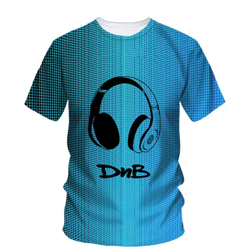 

Fashion Summer Music Headphones Pattern 3d Printed Summer Men'S T-Shirt Trend Personality Dj Quality Baggy O Neck Short Sleeves
