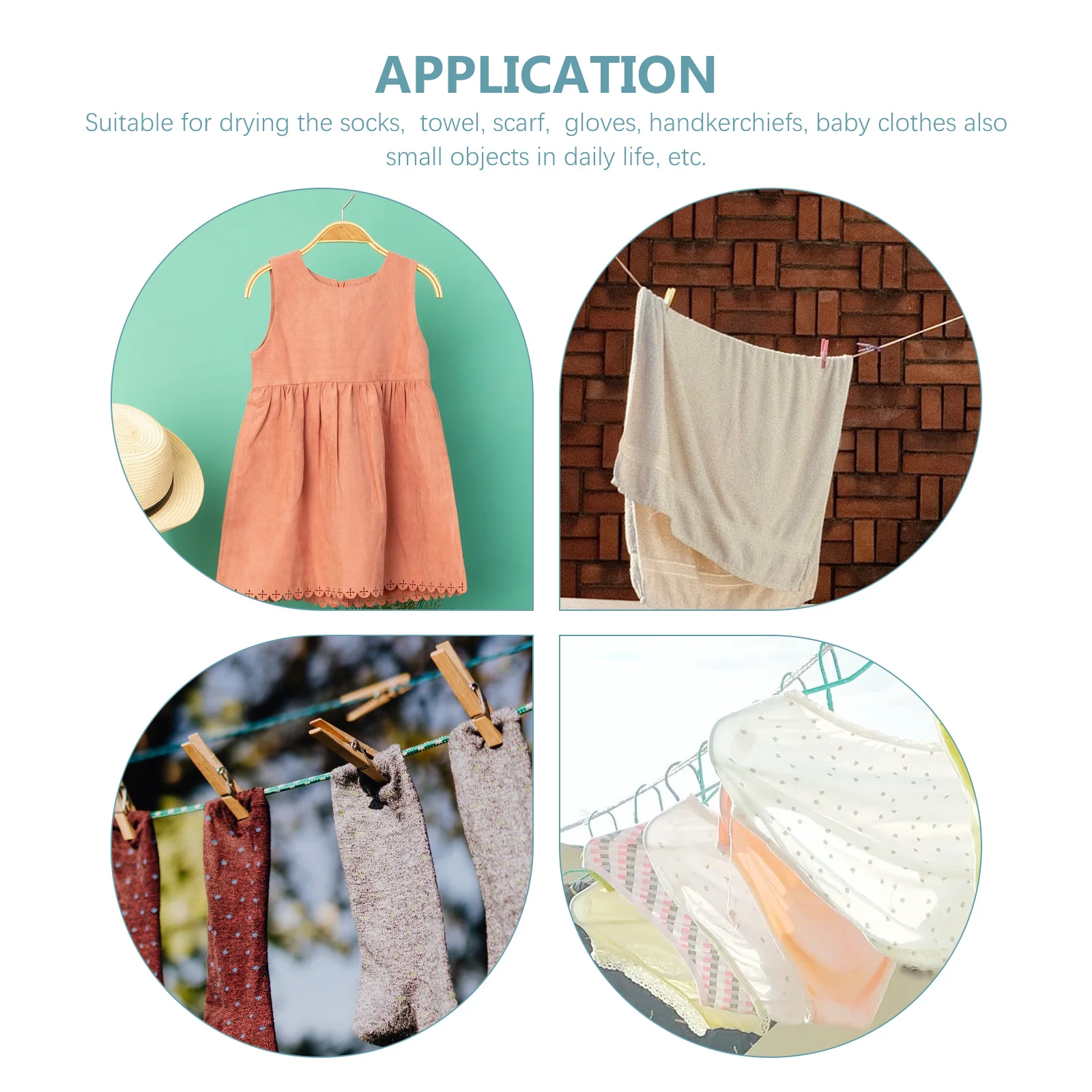 

12Pcs Multifunction Plastic Windproof Clothespins with Rope Strong Grip for Drying Socks Towels Underwear Clothes