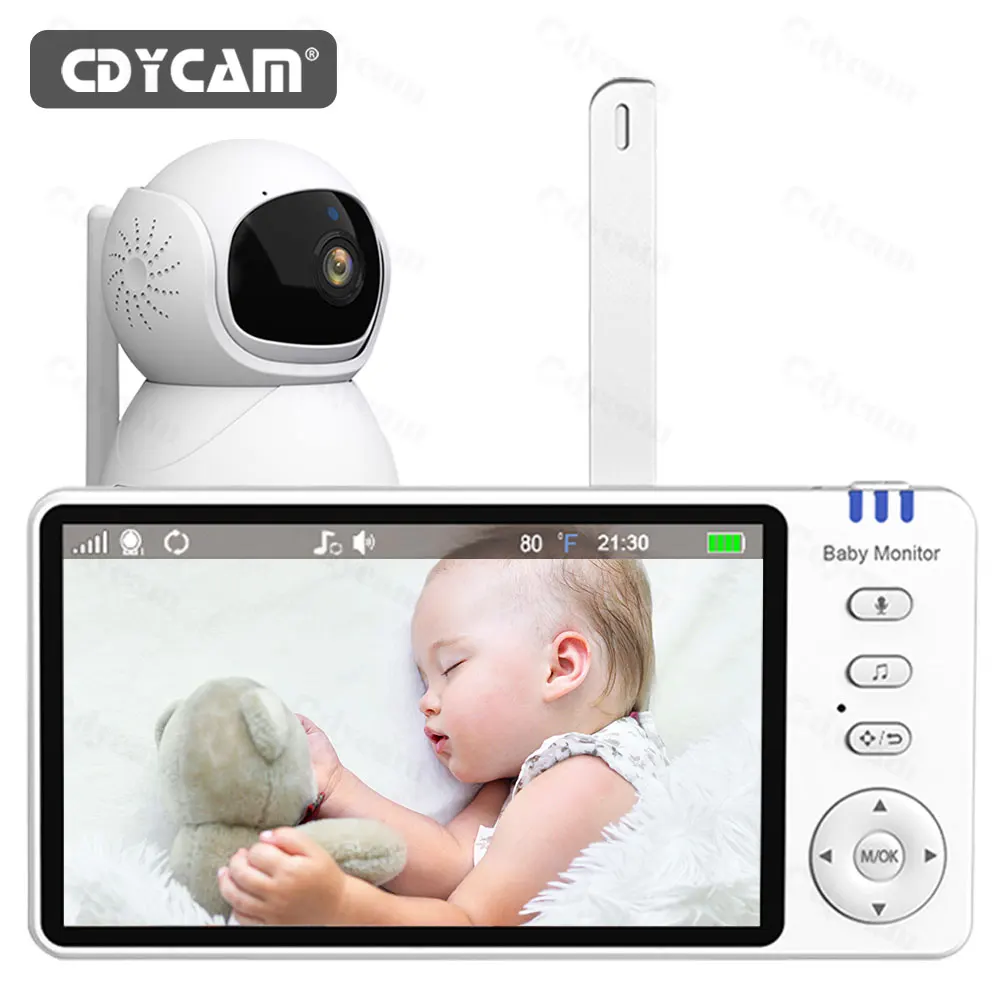 Cdycam ABM570 5.0 inch Baby Monitor IPS Screen With Nanny PTZ Camera 2-way Audio Lullaby Camera Babysitter Night Vision Security