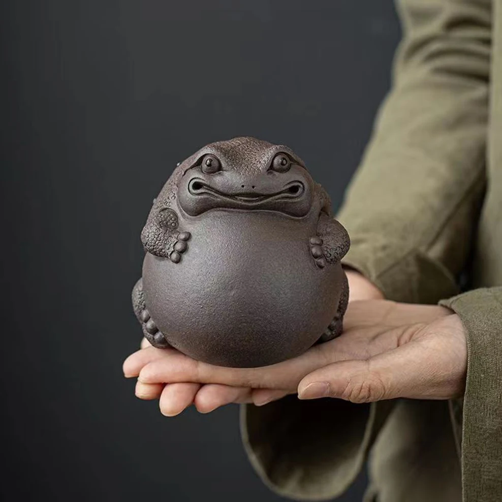 Purple Clay Tea Pet Lucky Golden Toad Tea Play Creative Office Home  Room Ornaments  Art Accessories