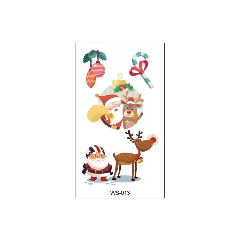 30sheets Elk Candle Tattoo Stickers Snowman Waterproof Santa Claus Stickers Cartoon Decorations Christmas Disposable Tattoos