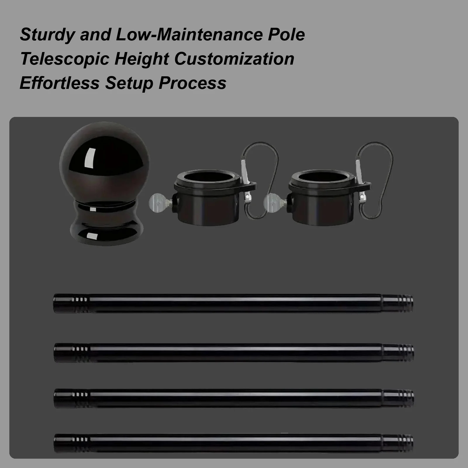 

Outdoor Flag Pole 6ft Telescopic Stainless Steel Heavy Duty Residential Flag Poles for Garden Garage Yard Patio Fence Roof Wall