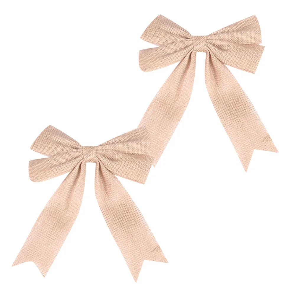 

2pcs Jute Burlap Bowknot Christmas Tree Decor Vintage Lightweight Diy Ornament For Home Club Coffee Restaurant Party Supplies