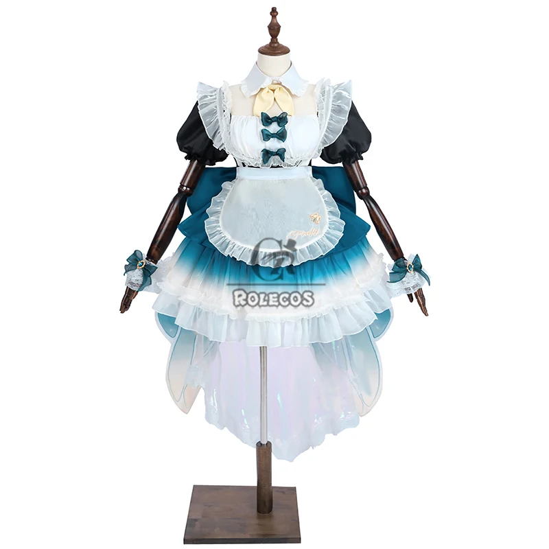 Rolecos Spiel Honkai: Star Rail Glühwürmchen Dienst mädchen Cosplay Glühwürmchen Kostüm Halloween Frauen blau Kleid Uniform Full Set Outfit Anzug