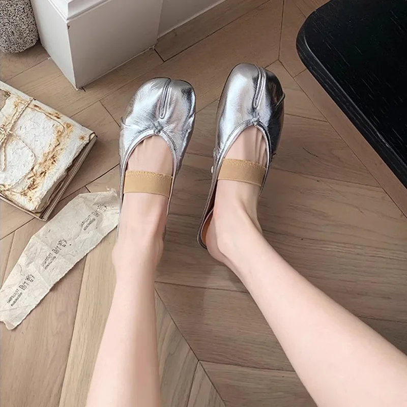 Round Toe Ballerinas Woman 2024 Female Shoes Casual Sneaker Shallow Mouth Slip-on Ballet Dress Slip On  PU Leisure Rubber Flat S