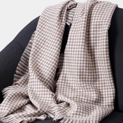 Kobiety jesień zima szalik pani wełny uczucie tłumik wiosna jesień duży koc jaskółka Gird szal miękki ciepły Houndstooth Wrap