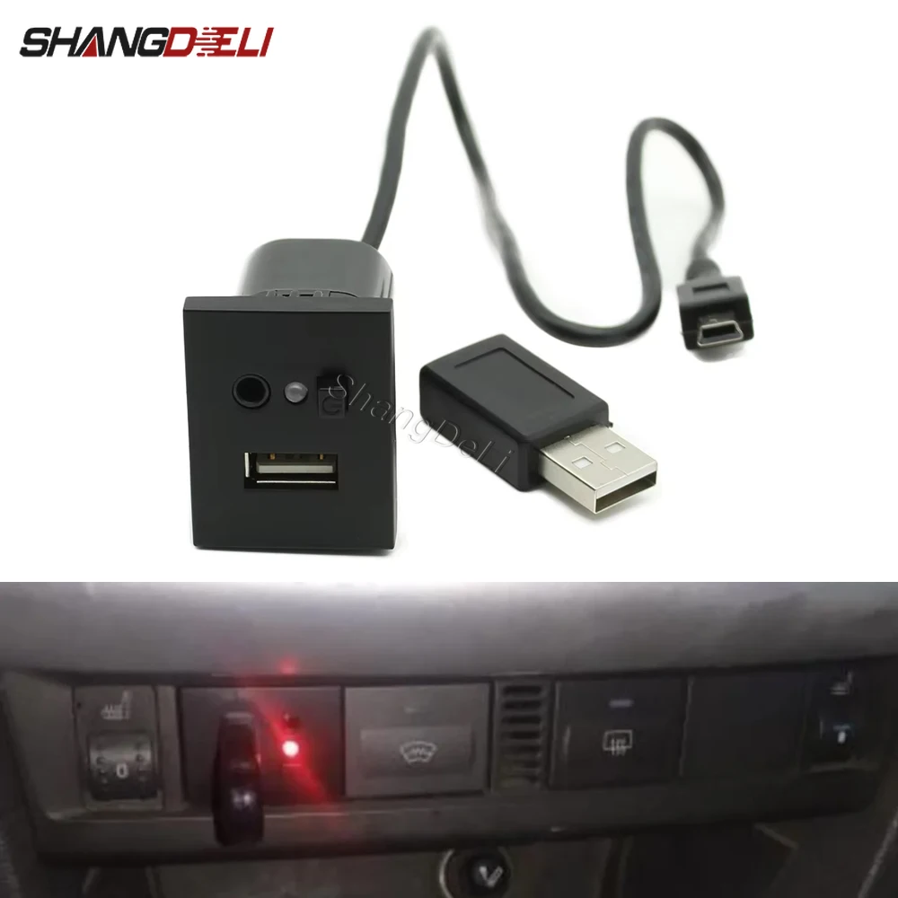 For Ford Focus 2 mk2 2009 2010 2011 Accessories Black Car AUX/USB Input Adapter Mini Cable USB Socket Button Switch