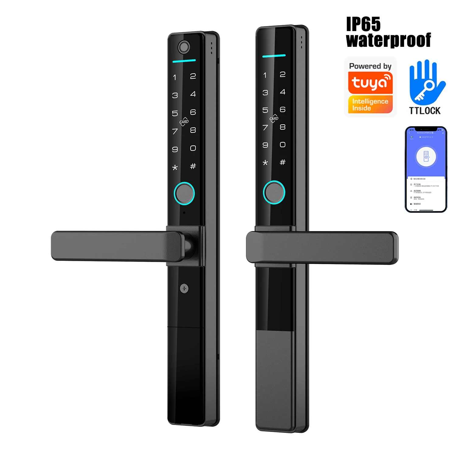 شواية دخول بوابة الباب المعدني، واي فاي، مقاومة للماء، بصمة الإصبع، باب ذكي خارجي مع مفتاح