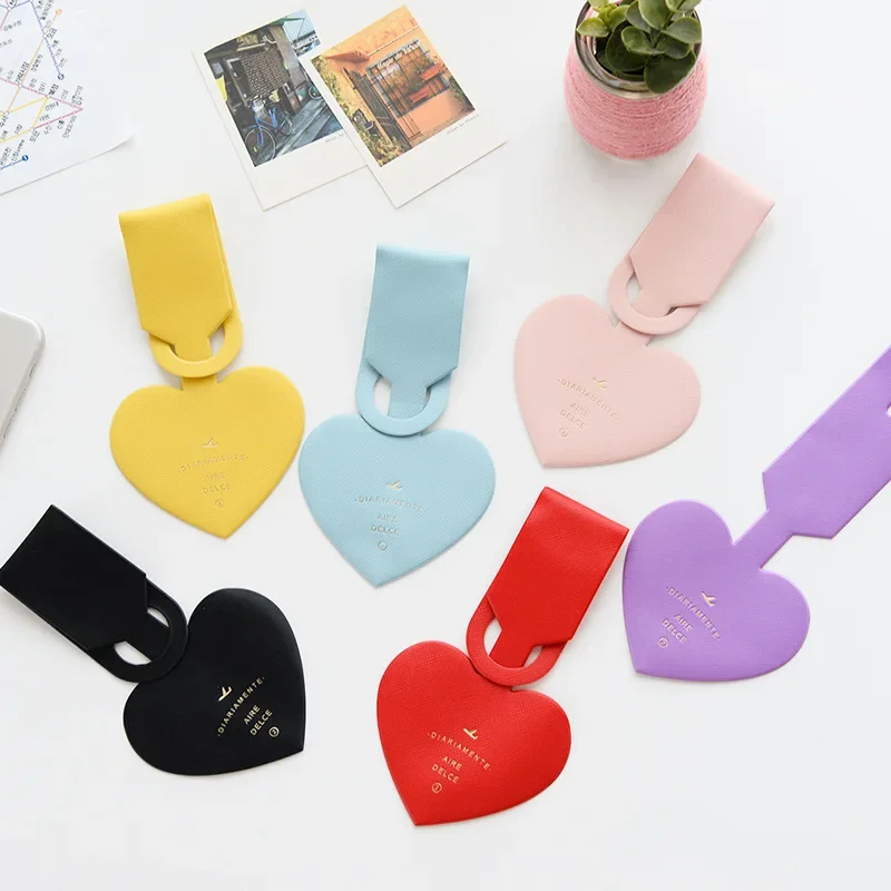 TRIPNUO Simple Heart-shaped Luggage Tags PVC Leather Passport Tags Travel Luggage Label Straps Travel Accessories