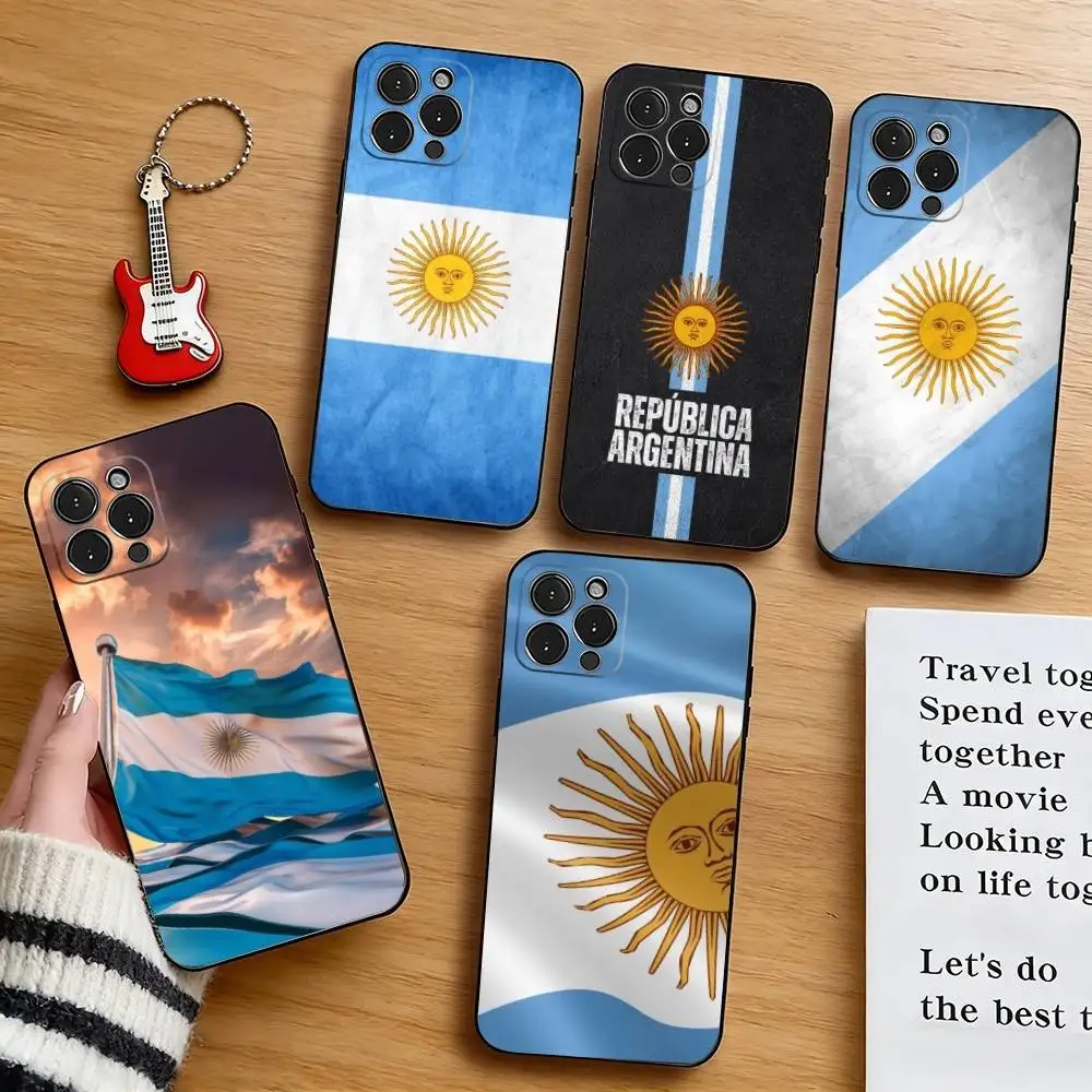 

Argentina Flag Aesthetic Phone Case For iPhone 17, 16,15,14,13,12,11 Plus,Pro Max, Others Soft Black Cover