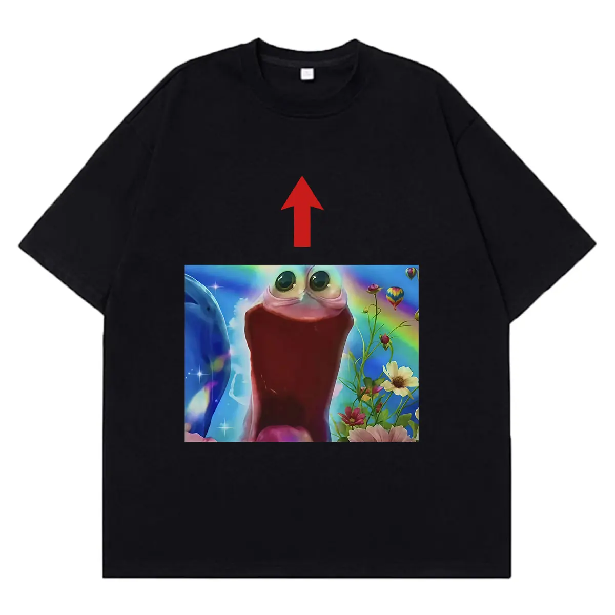 Excited Cartoon Frog  Funny Meme T-Shirt Men Women Fashion Oversized T-shirt Summer Short-sleeved Loose Casual Cotton T-shirts