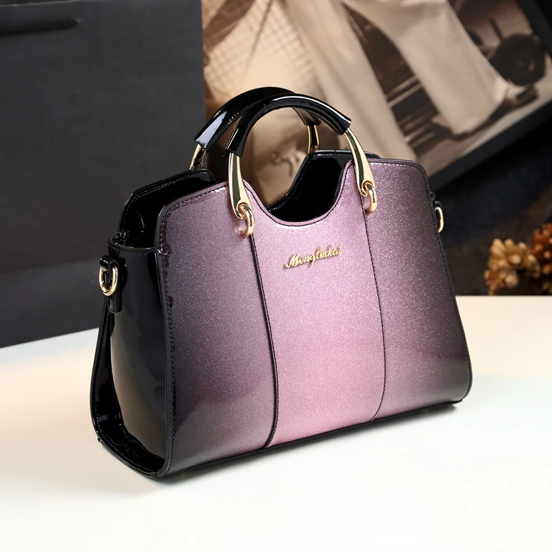 2024 New Fashion Gradient Middle aged Women\'s Bag Large Capacity Mom One Shoulder Crossbody Handbag Genuine Leather Women\'s Bag