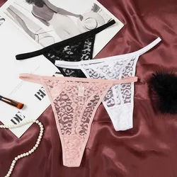 Women Sexy Low Rise Panties Transparent Lace G String Female Hollow Out Thong Underpants Breathable Lingerie Thongs