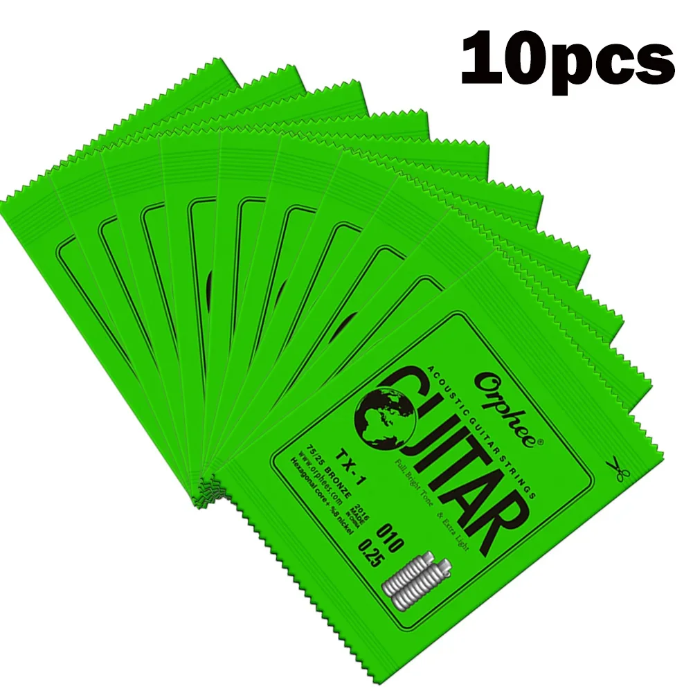 10PCS Orphee Single Strings For Acoustic Guitar 1st E-String(.010) Single String Replace Guitar Accessories High Quality Strings