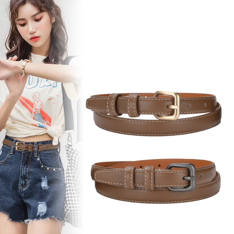 New Top Layer Cowhide Retro Casual Belt Versatile Dress Jeans Decorative Belt Leather Fine Designer Luxury Black Fashion