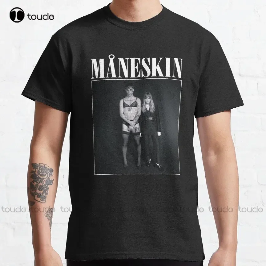 Maneskin Sexy Måneskin Merchandising Classic T-Shirt Shirt Women Large Size O-Neck Streetwear Oversized New Popular Pure Cotton