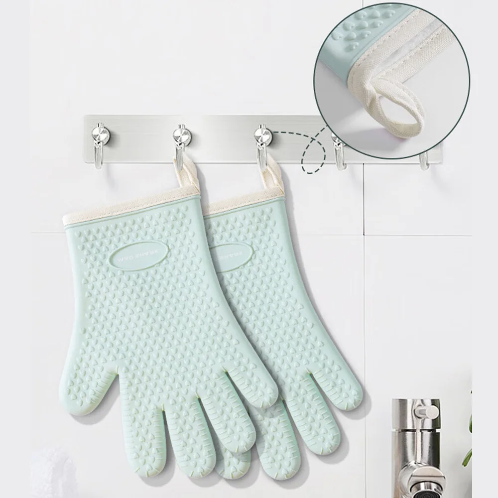 مكافحة تحرق سميكة قفازات السيليكون مقاومة للحرارة فرن الميكروويف قفازات الخبز قفازات شواء المضادة للانزلاق العزل الحراري قفازات