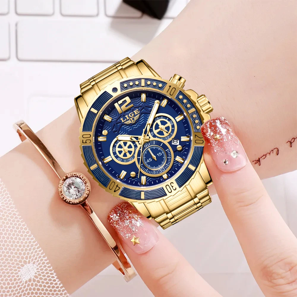 LIGE Womens Watches Top Brand Luxury Waterproof Watch Fashion Ladies Luxury orologio da polso al quarzo in acciaio inossidabile Relogio Feminino