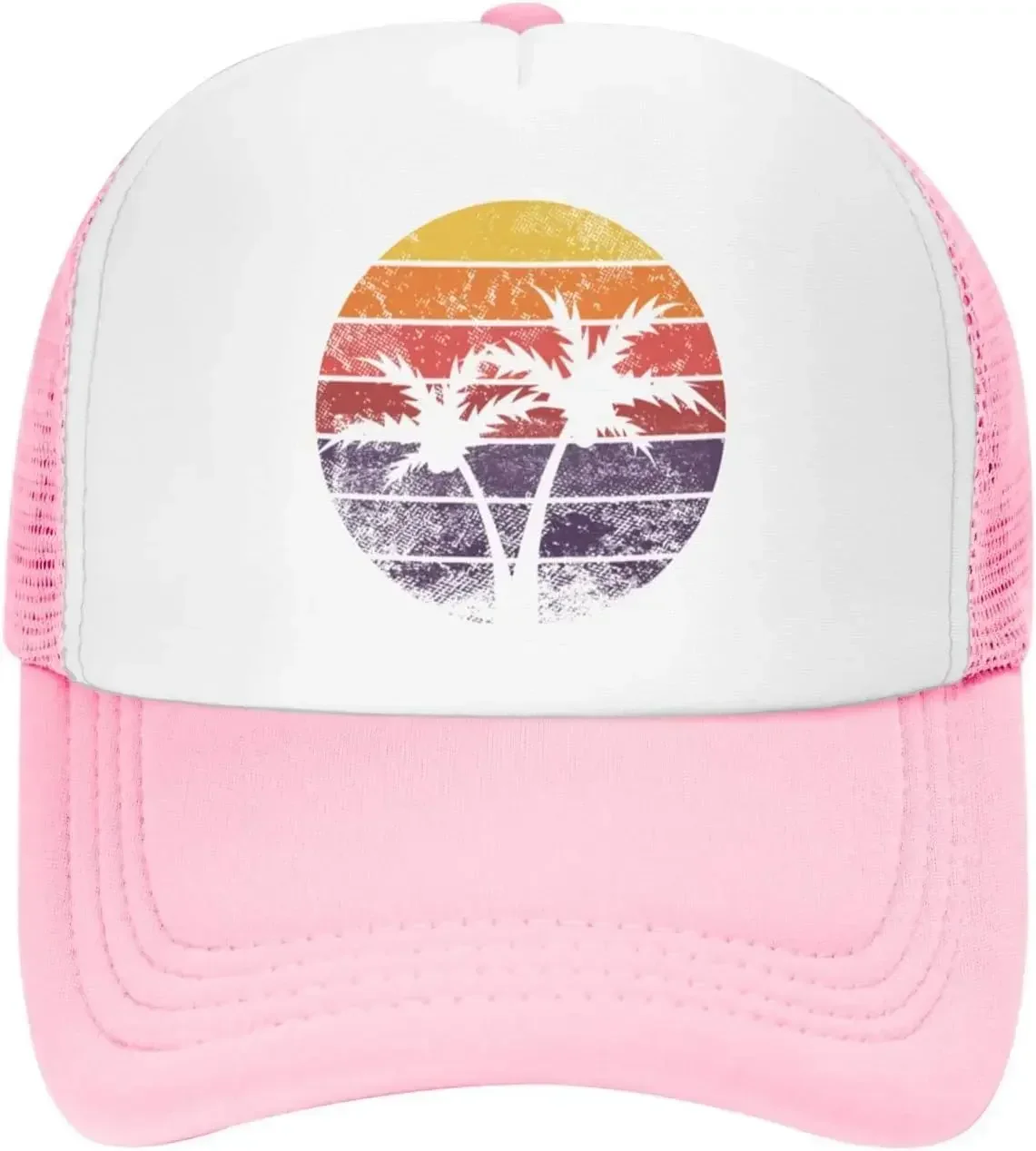 

Retro Sun with Palm Trees Gifts Baseball Cap Dad Hat Fit Women Men Running Cool Mesh Summer Outdoor s