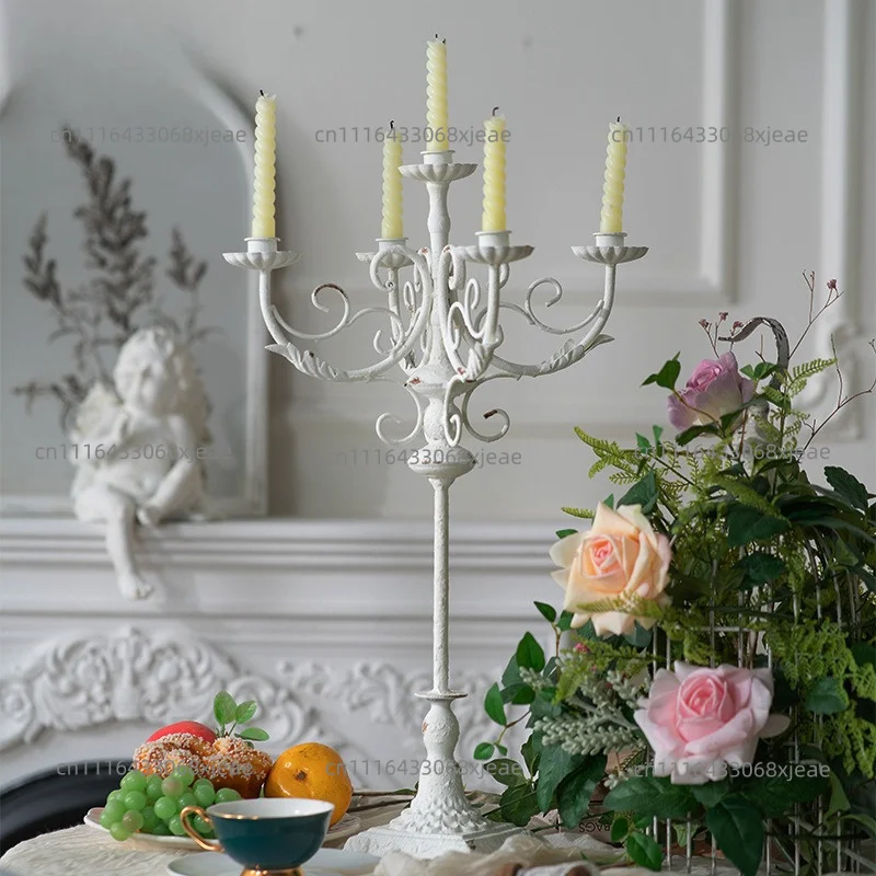 Romantic wrought iron tabletop candle holder retro ornament restaurant candlelight dinner candle ornament