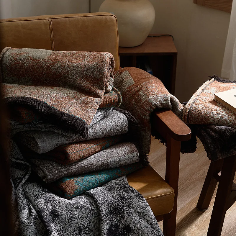 Vintage 100% Cotton Sofa Cover Blankets Yarn Dyed High-End Shawl Cushion for Airplane Travel Luxury 140X190Cm Office Nap Blanket