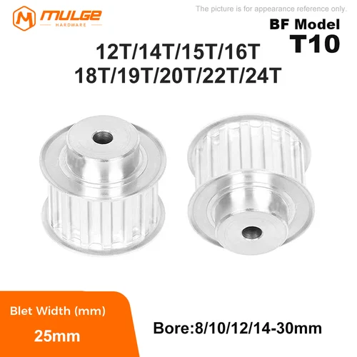 Polea de distribución BF tipo T10 12T/14T/15T/16T/18T/20T/22T/24T ruedas de aleación paso de dientes 10mm combina con correa de distribución T10 de ancho 25mm