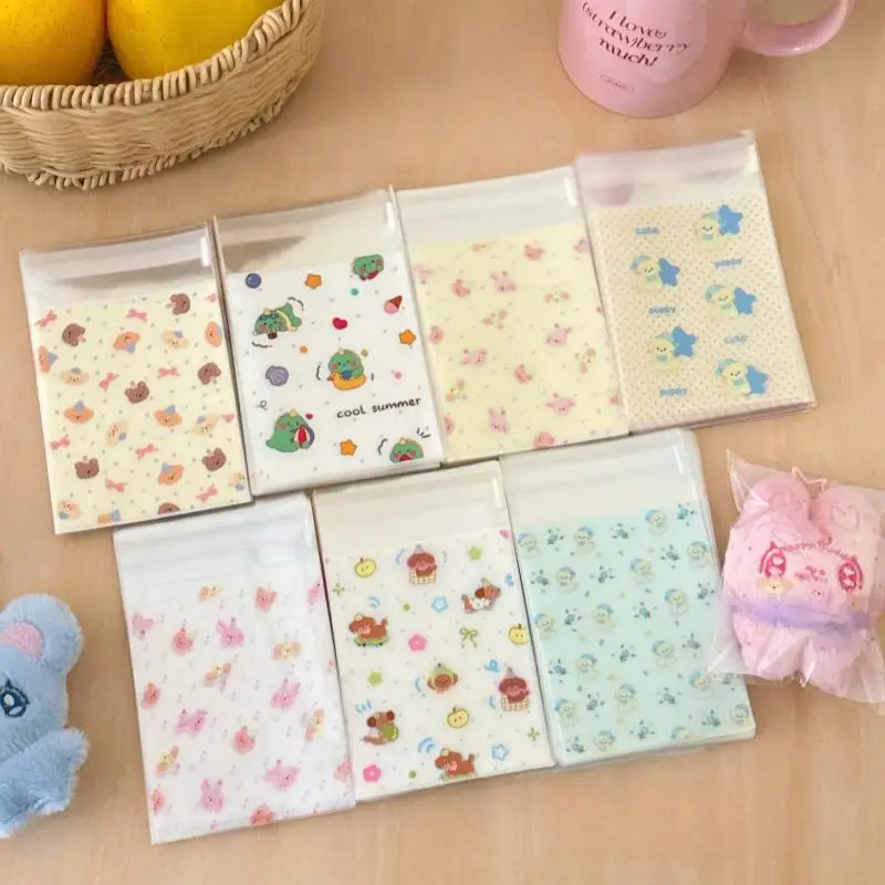 50Pcs Cute Puppy Opp Bag Kawaii Kpop 3-inch Photo Card DIY Packing Decoration Bags Girls Gift Candy Packaging Self-sealing Bag
