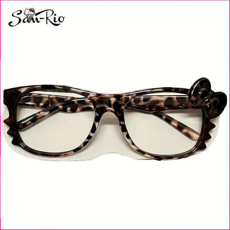 Sanrio Hello Kitty Glasses Leopard Print Eyeglasses Frames Y2K Spectacles Without Lenses Fashion Women's Decoration Accessories