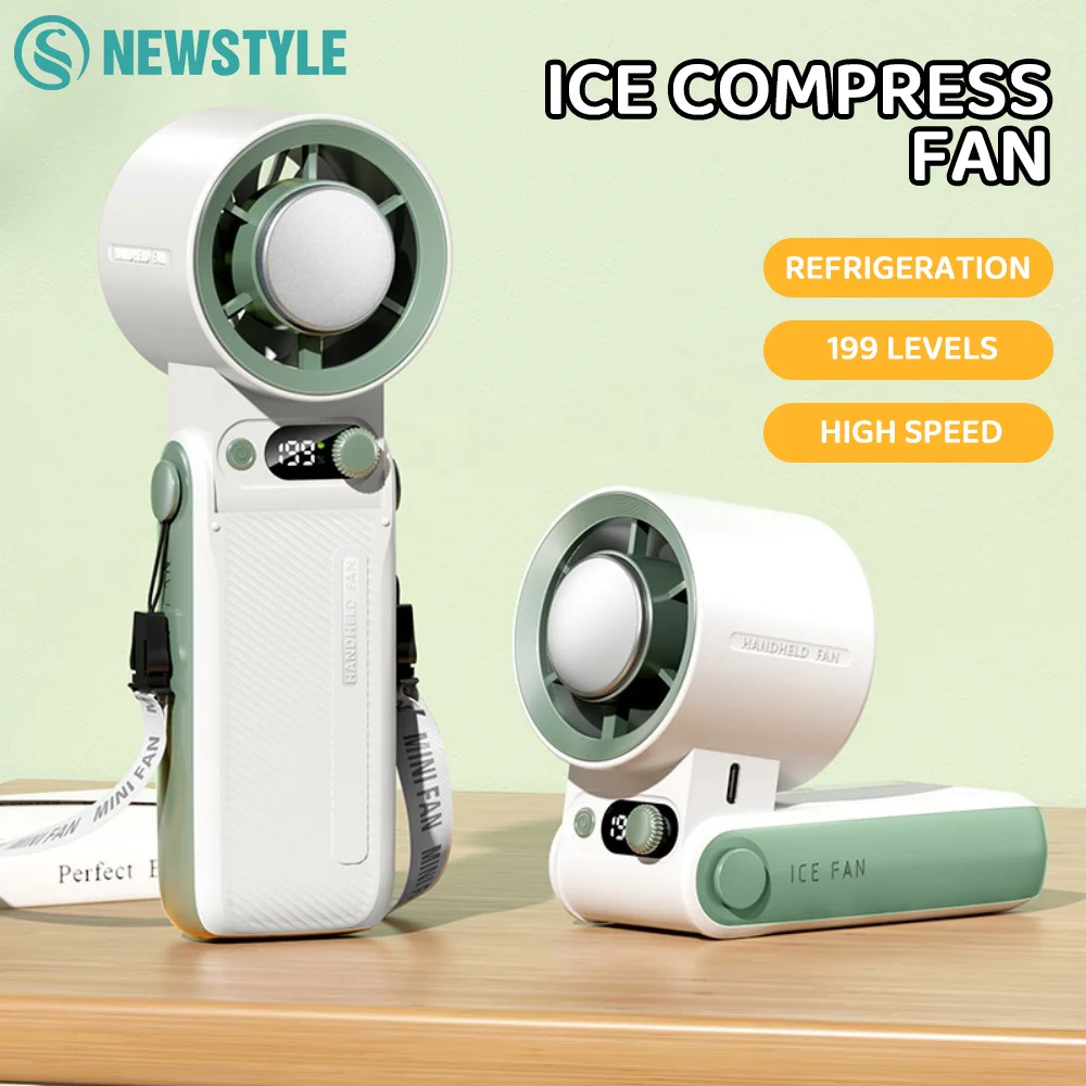 

Ручной охлаждающий вентилятор Портативный турбовентилятор Сильный ветер 199-ступенчатый светодиодный цифровой дисплей Перезаряжаемый подвесной вентилятор для шеи Путешествия Пляж ﻿