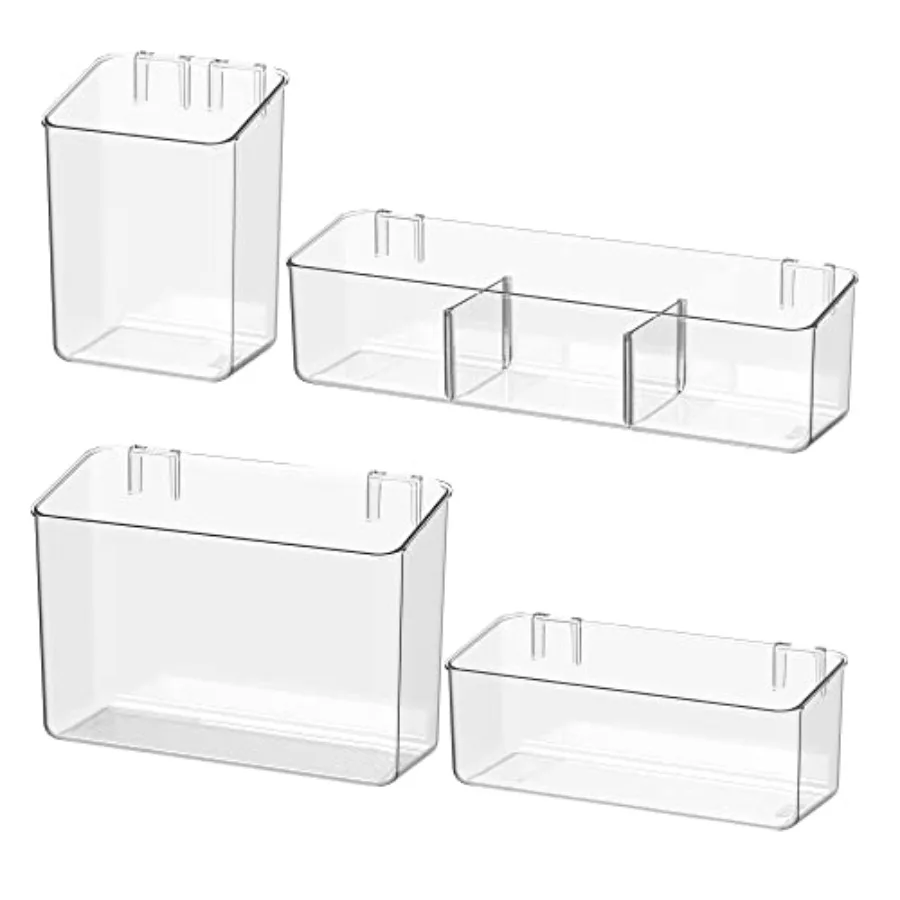 

Adhesive Mount Storage Organizer Container Basket Bins, Plastic Over Cabinet Door Organizer, Pantry Wall Organization, Bathroom