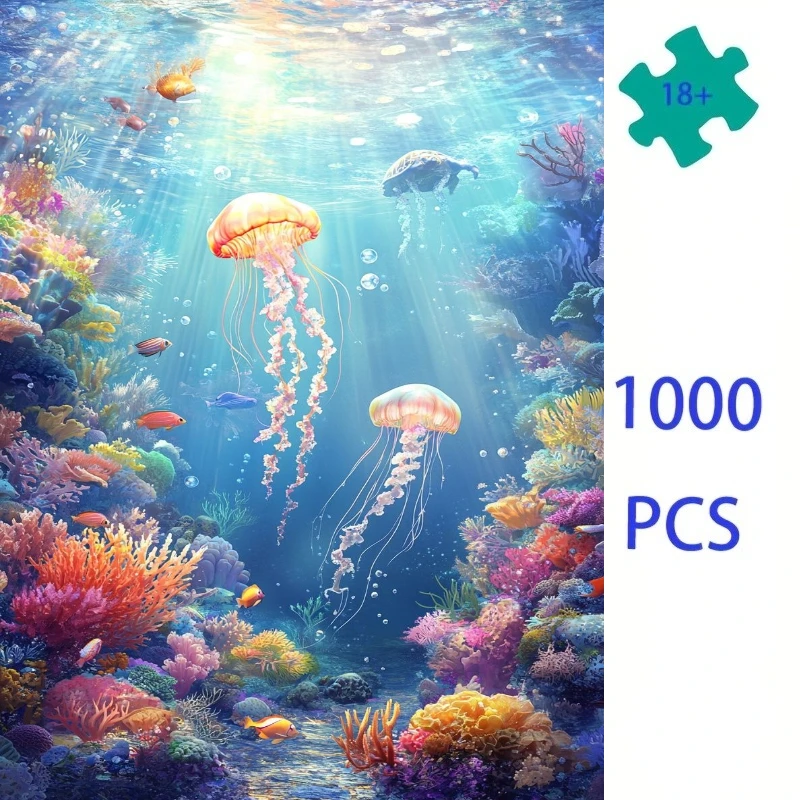 

500/1000 PCS Jigsaw Puzzle Jellyfish Fantasy Landscape Home Family Activity Games for Gameroom Bedroom Home Decor Frameless