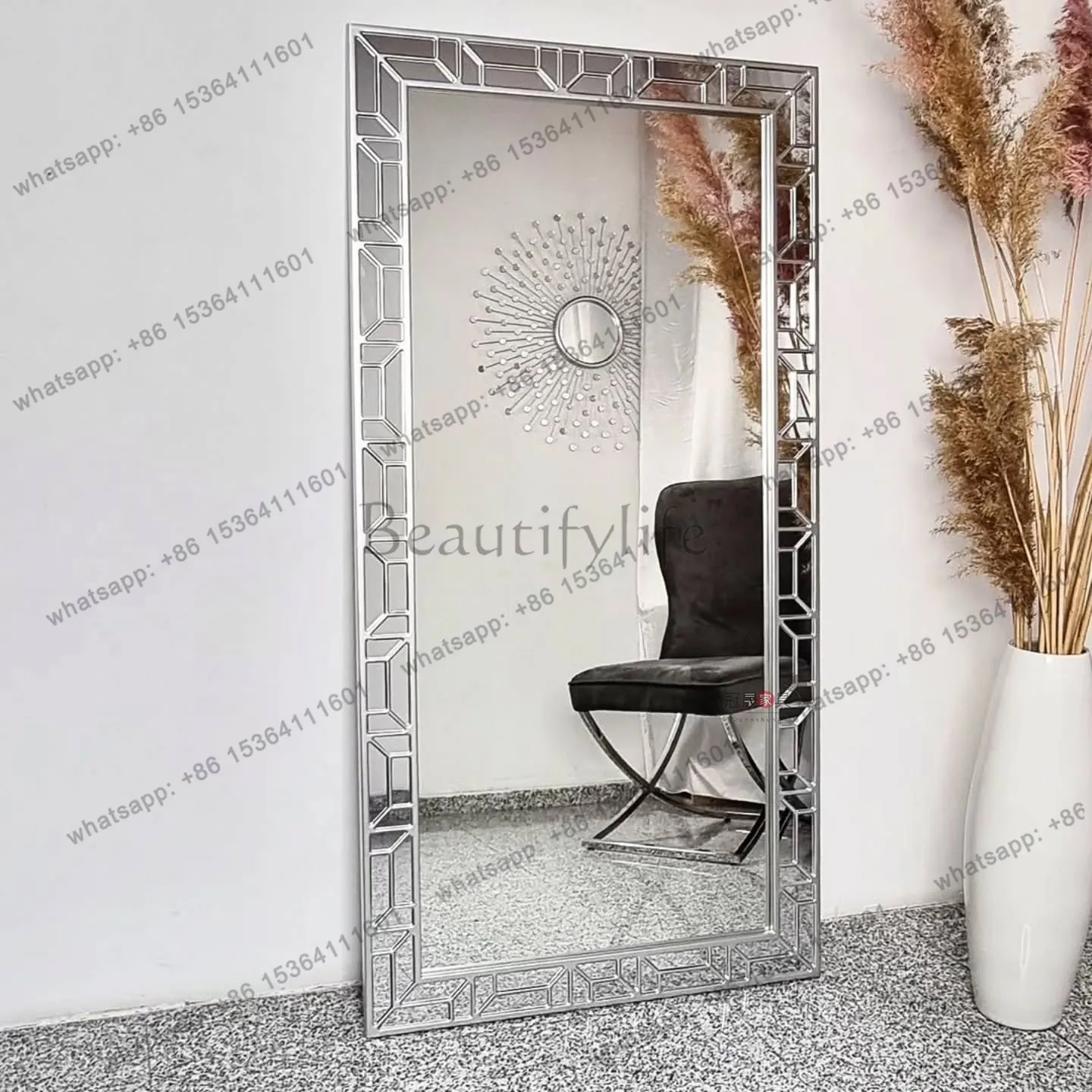 American light luxury wall-mounted full-body mirror entry  floor-to-ceiling simple French entrance bedroom decorative mirror