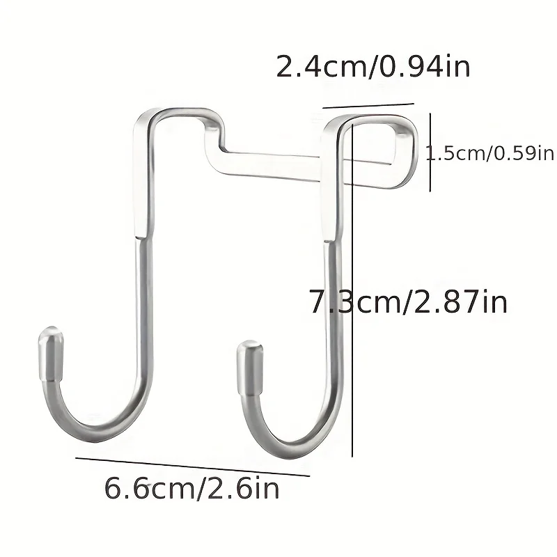 1/2/3pc Stainless Steel Double Hook Holder - Heavy Duty, Over The Door Hanger For Clothes And Drawers