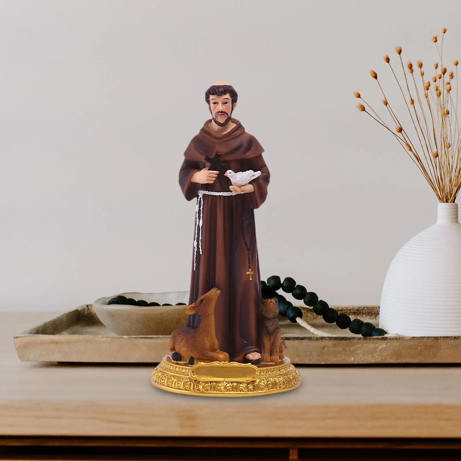 Saint Francis of Assisi Statue Small Resin Crafts Decorative 8.6