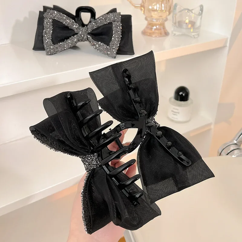 مشبك شعر أنيق على شكل فيونكة من حجر الراين للنساء والفتيات، مشبك شعر أنيق متعدد الاستخدامات، إكسسوارات شعر رائعة، هدايا