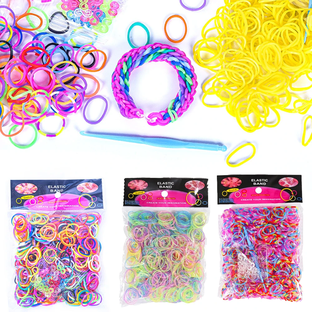 600pcs Loom Rubber Bands Bracelets For Kids Colorful Necklaces DIY Christmas Gift Accessories Elastic Weaving Lacing Crafts