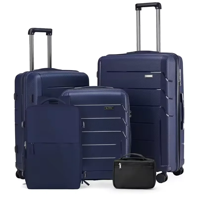 5-Piece Travel Luggage Suitcase Set - Hybrid Hard Shell, Set of Trolley Suitcases with 4 Wheels TSA Lock, Hand Carry on Suitcase