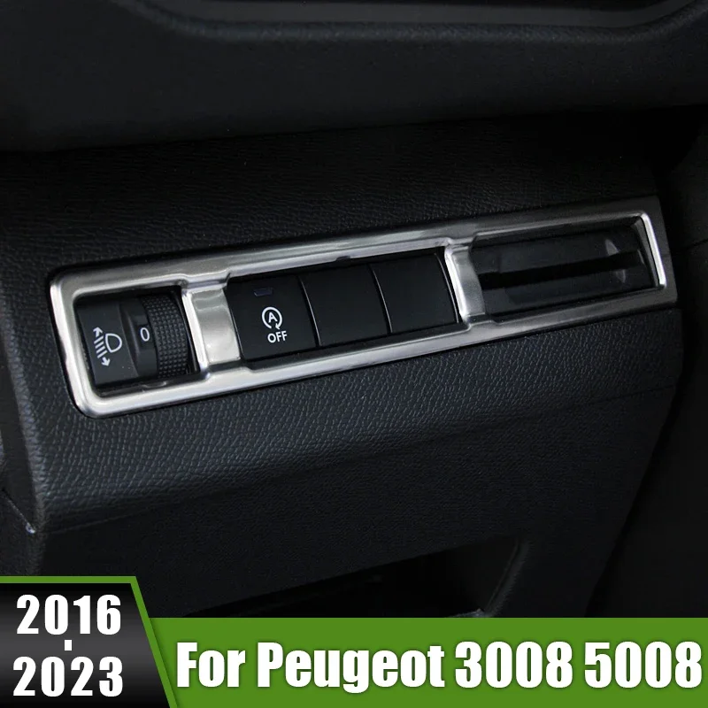 

For Peugeot 3008 5008 GT Hybrid 2016 2017 2018 2019 2020 2021 2022 2023 Car Headlight Adjustment Knob Switch Control Panel Cover