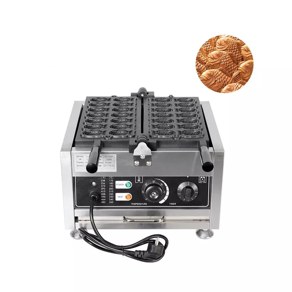 

14Pcs Electric 110V 220V Non-stick Stainless Steel Janapese Fish Cake Taiyaki Waffle Maker Mini Fishes Shape Waflle Machine